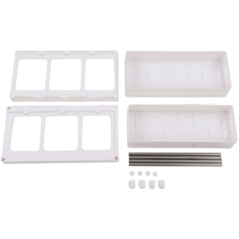 Pull Type Double Layer Storage Rack Set Desktop Cosmetic Organizer Holder for Kitchen Bathroom White