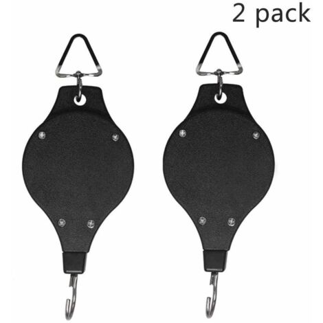 Pulley Pour Plantes - Système Rétractable En Acier Et Nylon - Pour Paniers Suspendus Jardin Pot À Fleurs Ou Distributeur D’Oiseaux - Charge Max 10 Kg - Lot De 2