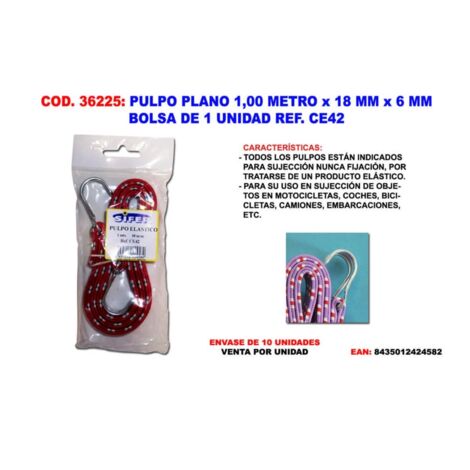 pulpo plano 1,00 metro x 18 mm x 6 mm ce42 bolsa 1 unidad  ce03
