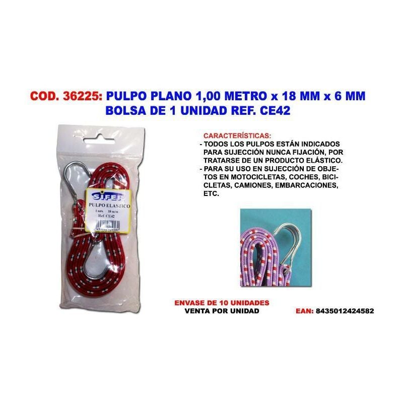 

pulpo plano 1,00 metro x 18 mm x 6 mm ce42 bolsa 1 unidad - Mibricotienda