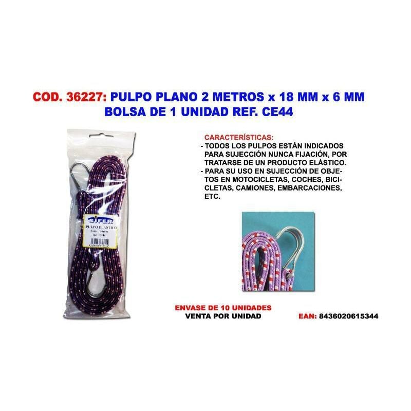 

pulpo plano 2 metros x 18 mm x 6 mm ce44 bolsa 1 und - Mibricotienda