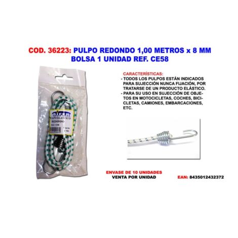 Pulpo Redondo 1 Metro x 8mm CE58 Bolsa 1 Und CE09