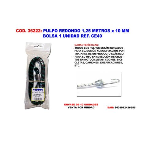 Pulpo Redondo 1.25 Metros x 10mm CE49 Bolsa 1 Und CE10