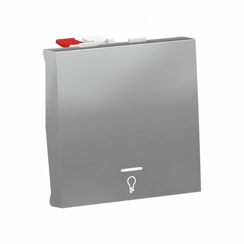 

Pulsador 2 módulos luz LED localización aluminio SCHNEIDER NU320630LN