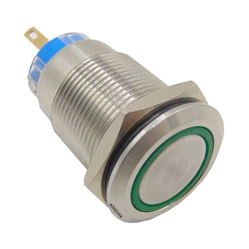 

Pulsador antivandalico Ø19mm 2NA/NC Aro luminoso verde 24V
