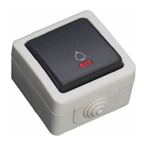 Pulsador con LED luminoso serie estanca, Uso exterior. IP44, 10A, 250V- 50Hz.