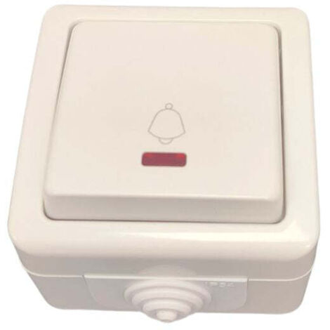 Pulsador Estanco Superficie 10A 250V con Indicador Luminoso Blanco