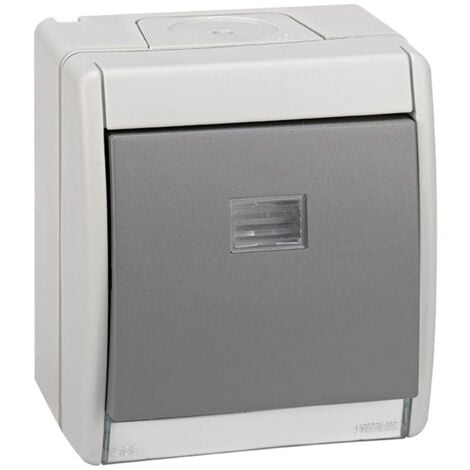 PULSADOR IP55 MONOBLOC SUP. GRIS AQUA