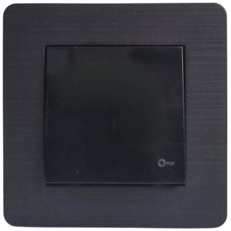 Pulsador Luminoso Empotrable Negro Brillante con Marco Rayado – Serie Selene