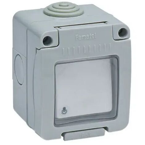 PULSADOR LUZ LUMINOSO SUPERFICIE ESTANCO IP55 - 10 AMP