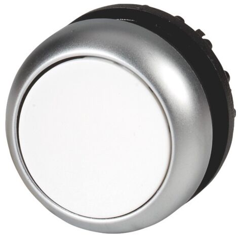 Pulsador plano blanco iluminado con retorno por resorte, accionamiento M22-DL-W