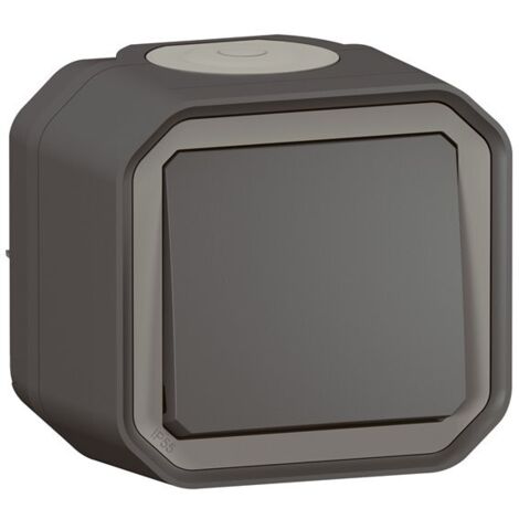 PULSADOR PLEXO 10A ESTANCA IP55 IK08 ENTREGA COMPLETA PARA SUPERFICIE - PATA LEGRAND ANTRACITA 069790L