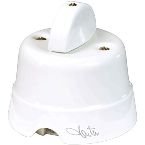 Pulsador rotativo cerámico Fanton 10AX 250V Montaje en pared Blanco 84002
