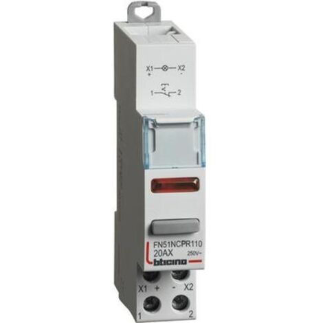 Pulsante 1NO con led verde - 20A - 110/400V - 1 modulo DIN Bticino