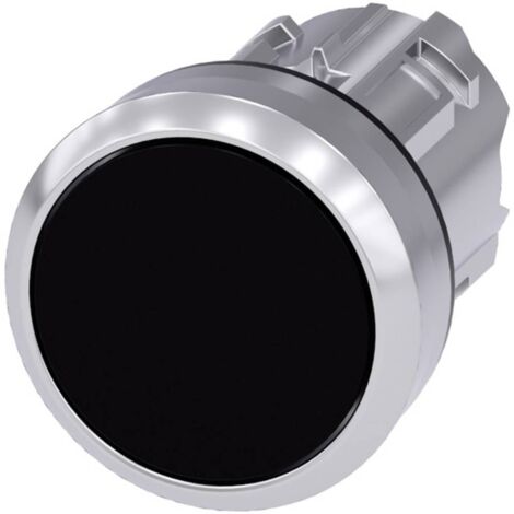 Pulsante, 22 mm, Rotondo, in metallo, lucido, nero, pulsante, tipo contatto momentaneo piatto