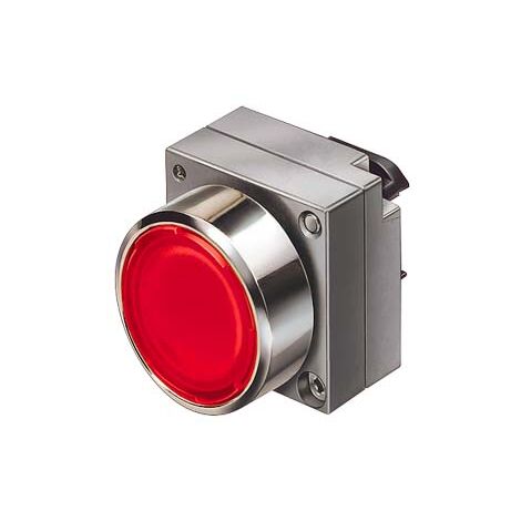 Pulsante, 22mm, tondo, in metallo, rosso, pulsante, piatto, con supporto