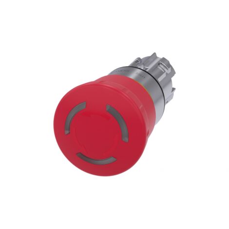 Pulsante a fungo di arresto di emergenza, illuminabile, 22 mm, tondo, in metallo, lucido, rosso, 40 mm