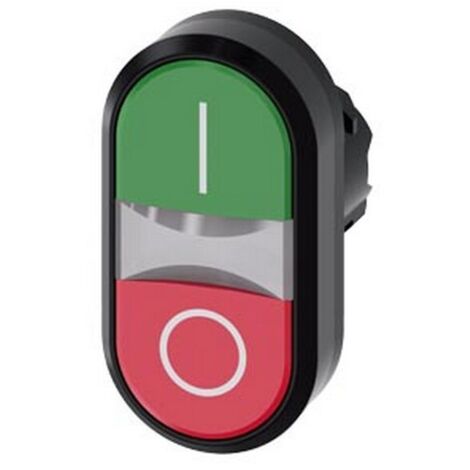 Pulsante doppio luminoso, 22 mm, rotondo, plastica, verde I, rosso O, pulsanti, piatto