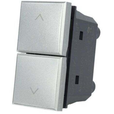 Pulsante Doppio Saliscendi 1P+1P Silver Compatibile Bticino Axolute