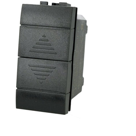 Pulsante Doppio Tasto Saliscendi 1P+1P Nero Compatibile con Bticino Living