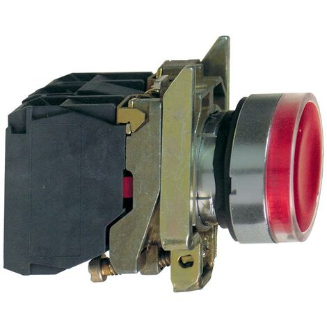 Pulsante Luminoso Rosso Ø22, Filoghiera ad impulso, 24V 1NO+1NC