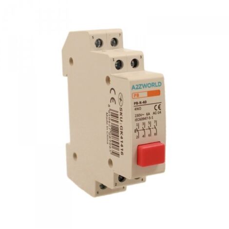 Pulsante Modulare Con Spia Luce Led Rosso 1M 4NO 16A AC 230V IP20 IEC60947-5-1 PB