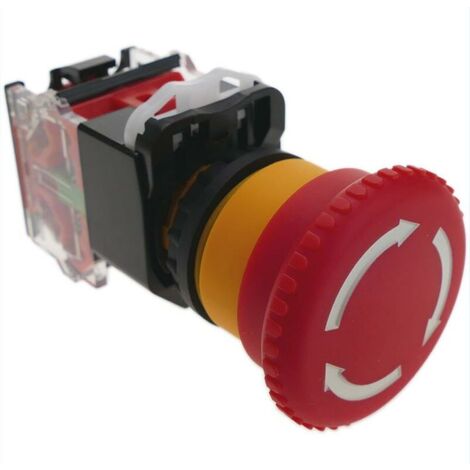 Pulsante per arresto di emergenza 22mm 1NO 1NC 500V 10A con serratura a fungo 40mm
