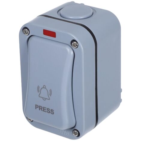 Pulsante per campanello impermeabile da esterno con indicatore LED integrato Interruttore da parete rettangolare resistente per magazzino e garage Facile installazione senza fili