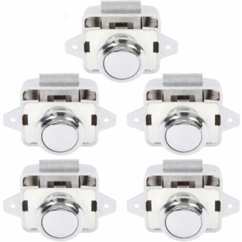 Pulsante per camper - Chiusura a scatto per porta, pomello di chiusura per armadio, roulotte, camper, 5 pezzi, argento - TRIMEC