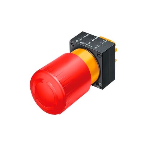 Pulsante Piatto illuminato con led integrato 24v AC/DC Morsetto a vite, 1NC con supporto rosso
