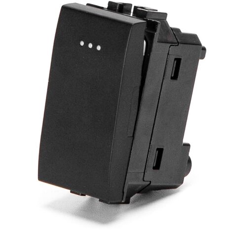 Pulsante unipolare 16A nero compatibile anche con BTicino Livinglight