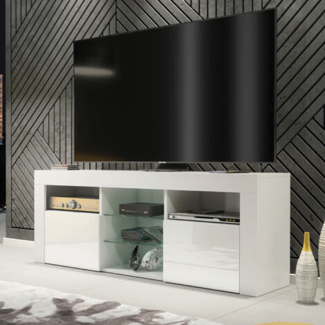 Pulse TV Unit 145cm - White with Gloss Doors