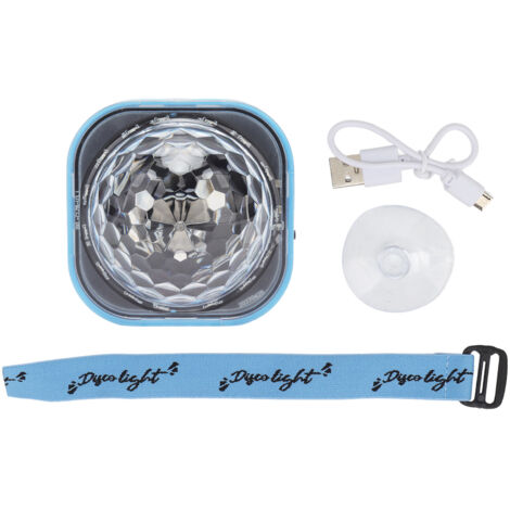 Pulsera con bola LED luminosa - Luz ambiental RGB para música y karaoke con carga USB y ventosa - Azul