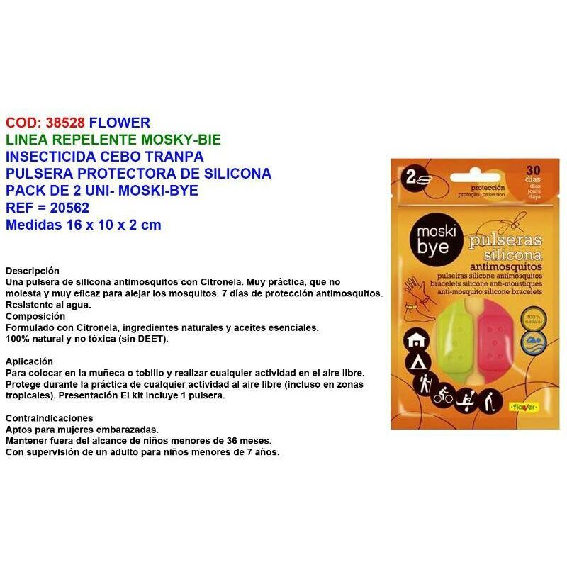 

flower repelente pulsera prot.silicona pack 2 und moskibye 20562 - Mibricotienda