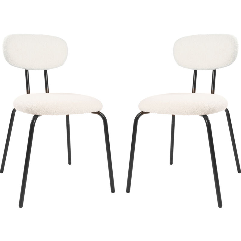 Puluomis - Chaise de Salle à Manger en veluors,Lot de 2 chaises, Chaise rembourrée en tissu Teddy,Pieds en métal,Chaise de cuisine,Chaise de cuisine