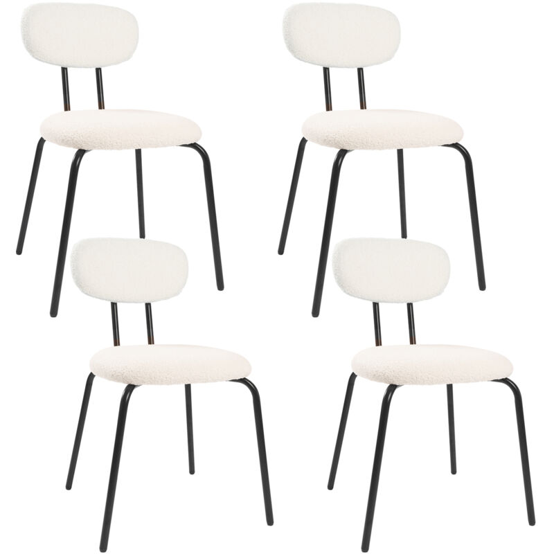 Puluomis - Chaise de Salle à Manger en veluors,Lot de 4 chaises, Chaise rembourrée en tissu Teddy,Pieds en métal,Chaise de cuisine,Chaise de cuisine