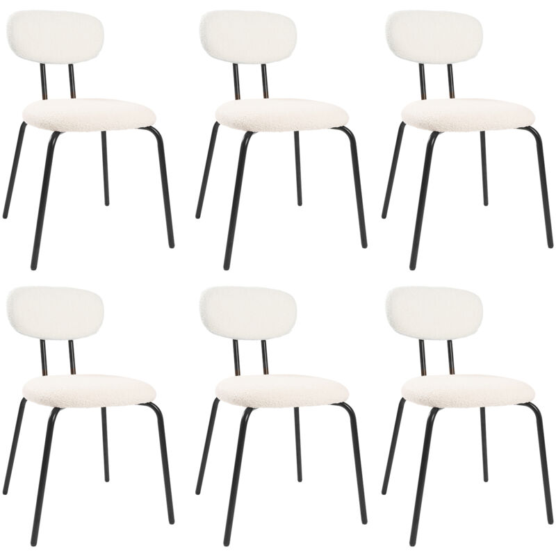 Puluomis - Chaise de Salle à Manger en veluors,Lot de 6 chaises, Chaise rembourrée en tissu Teddy,Pieds en métal,Chaise de cuisine,Chaise de cuisine