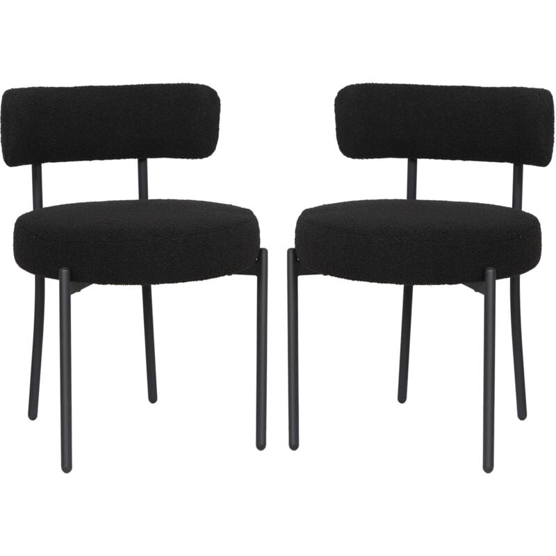 Puluomis - Chaise de Salle à Manger en veluors,Lot de 2 chaises, Chaise rembourrée en tissu Teddy,Pieds en métal noir,Chaise de cuisine,Chaise de