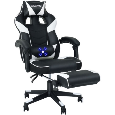 Puluomis – Chaise gamer ergonomique avec repose-pieds et coussin de massage – Inclinaison 90-150° – Cuir PU et mousse haute densité – Charge max 150 kg