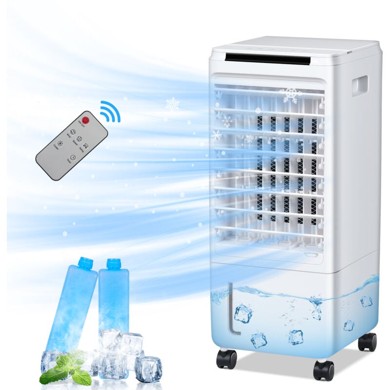 Puluomis - Climatiseur Mobile Refroidisseur d'air avec refroidissement par eau, refroidisseur par évaporation 3 en 1, ventilateur, mode nuit, 7 l
