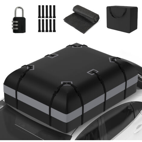 Puluomis Coffre de toit voiture 585L Imperméable pour voyage, Matériau 500D, 130x100x45cm, Sac à Bagages Résistant aux Intempéries, Adapté aux Voitures, Camions, SUV, Gris