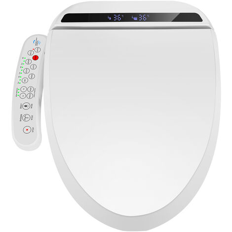 Puluomis Electronic Smart Bidet Toilet Seat with Warm Air Drying, Heated Seat Bidet with Self-Cleaning Nozzle Adjustable Warm Water Power Saving, Elongated