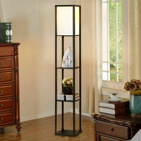 Puluomis Floor Lamp 3-in-1 Floor Lighting Three-layer Lights Modern Decorative Shelf Standing Display Shelf with Updated Pull Chain for Living Room Bedroom