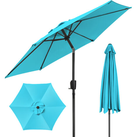 Puluomis– Housse de parasol 2.3 mètres – Tissu polyester haute qualité – Protection solaire UPF 30+ – 6 bras hexagonaux, Extérieur, Terrasse, Jardin, Balcon, Plage, Piscine, Bleu(sans Socle)