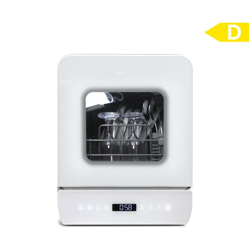 Puluomis - Lave Vaisselle Pose Libre Posable- 2 Couverts - 5 Programmes - Blanc