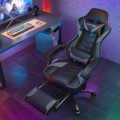 Bigzzia Gaming Chair with Footrest, Computer Chair with Lumbar