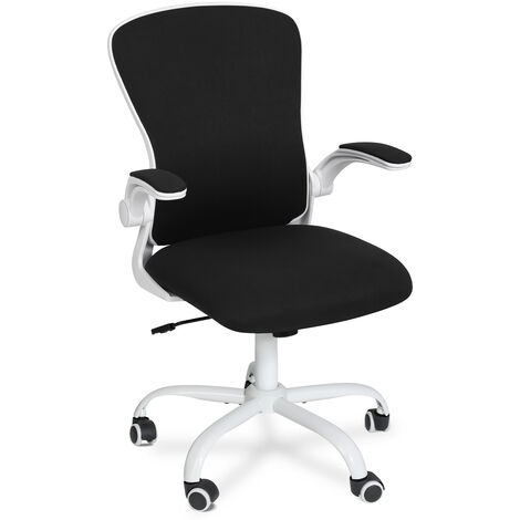 Puluomis Office Chair, Ergonomic Desk Chair, Swivel Computer Chair, with Lumbar Support, Flip up Armrests, 30° Rocking Function, Height Adjustable, Black