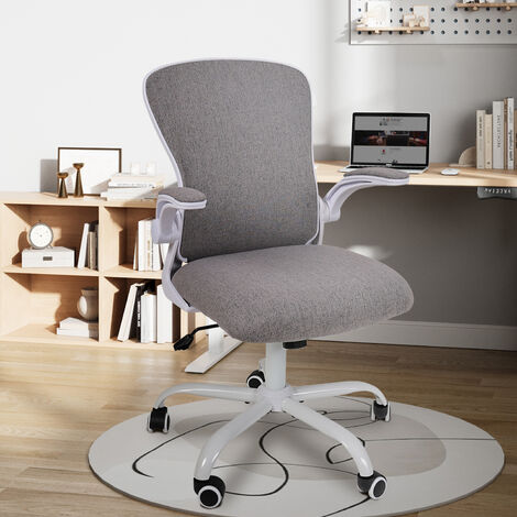 Puluomis Office Chair, Ergonomic Desk Chair, Swivel Computer Chair, with Lumbar Support, Flip up Armrests, 30° Rocking Function, Height Adjustable, Dark Grey