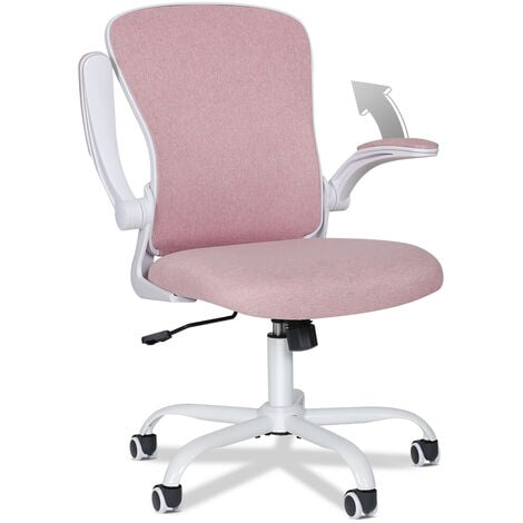 Puluomis Office Chair, Ergonomic Desk Chair, Swivel Computer Chair, with Lumbar Support, Flip up Armrests, 30° Rocking Function, Height Adjustable, Pink