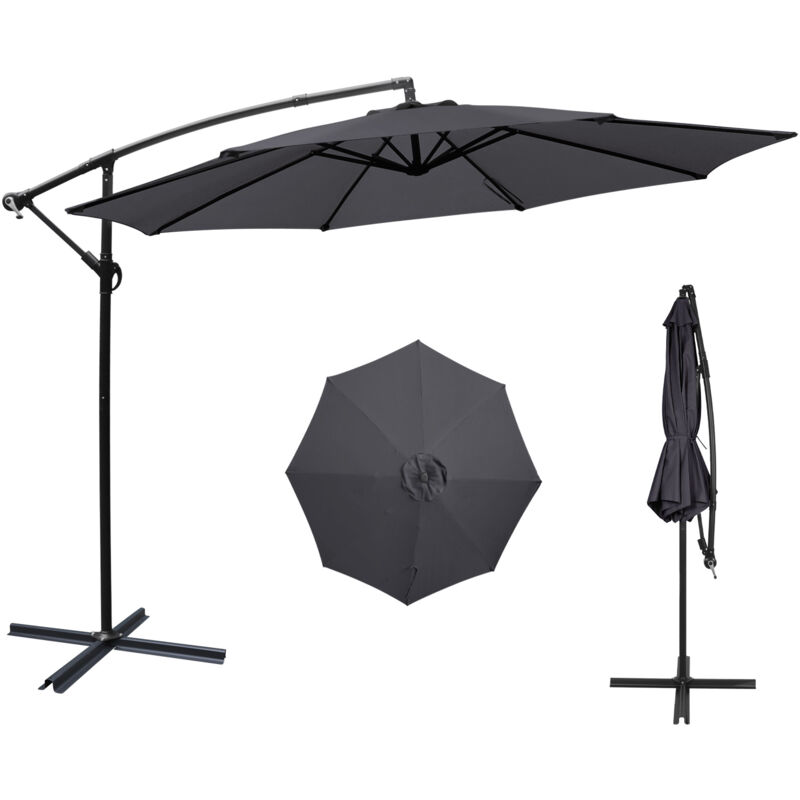 Puluomis - Parasol Déporté Inclinable 3M, Tissu Anti-UV UPF30+, Parasol de Jardin Balcon Terrasse Extérieur, avec Manivelle, Housse, Imperméable, 8